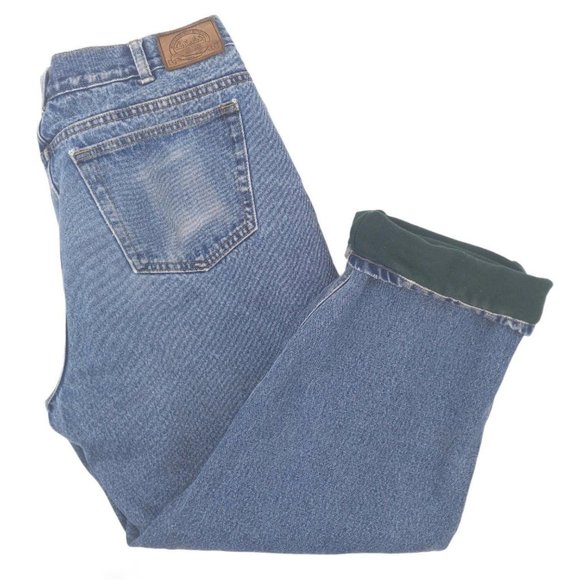 Cabelas Mens Fleece Lined Denim Jeans 